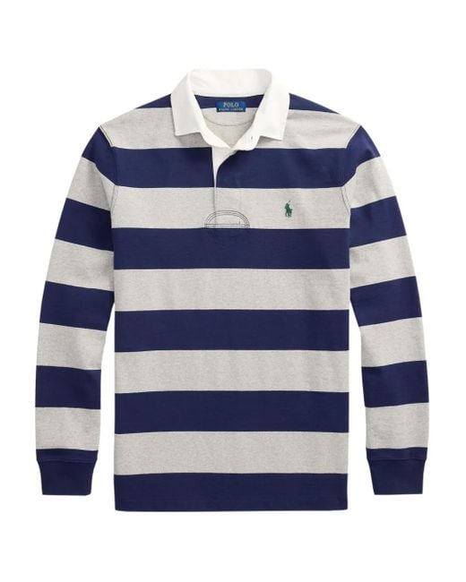 メンズ Polo Ralph Lauren The Iconic Rugby ストライプ ポロシャツ Blue