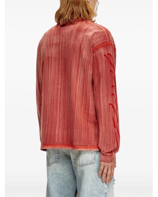DIESEL Red Graphic-Print Cotton Jumper for men