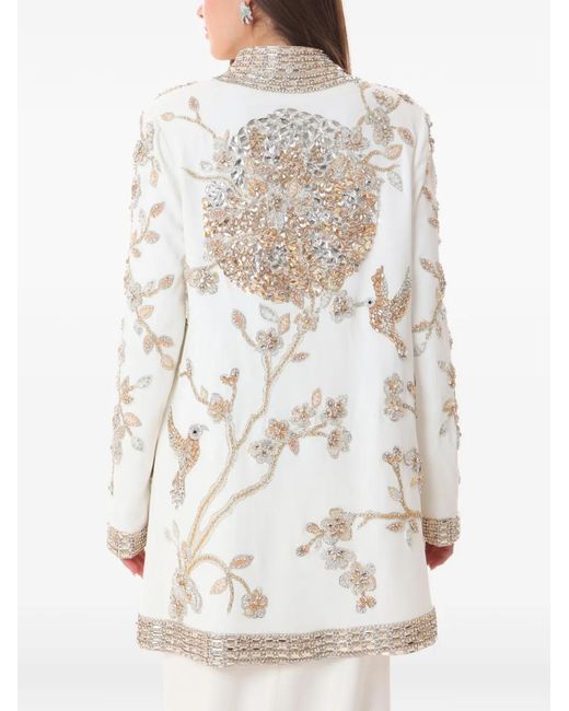 Dina Melwani White Embroidered Jacket