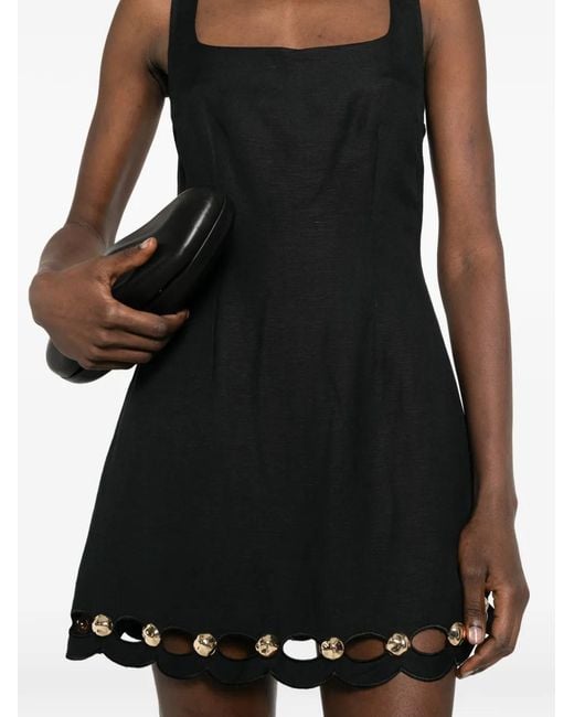Jonathan Simkhai Black Scallop-Trim Mini Dress
