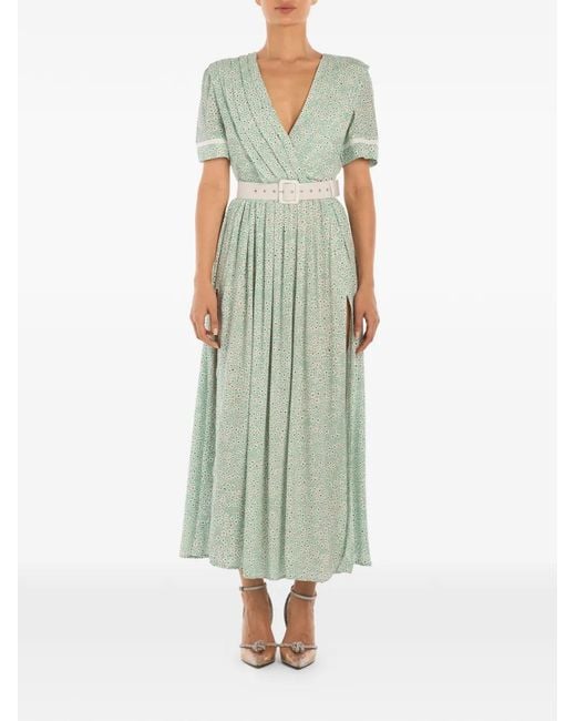 POST MERIDIEM Green Side-Split Midi Dress