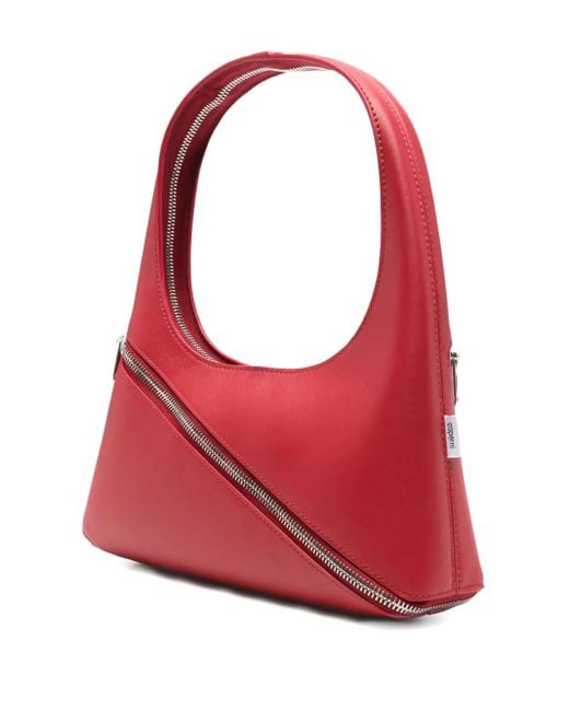 Coperni Red Diagonal-Zip Leather Shoulder Bag