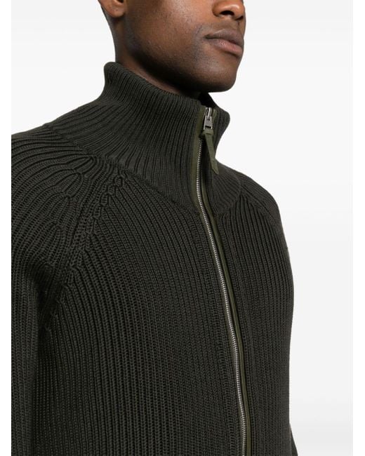 Tom Ford Black Full Zip Sweater In Silk And Cotton for men