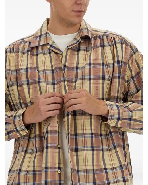 A.I.E. Natural Checked Cotton Shirt for men