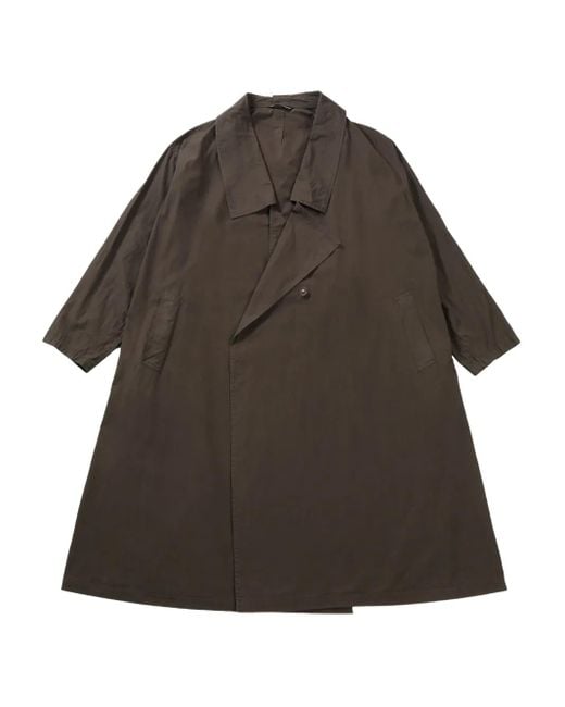 Y's Yohji Yamamoto Brown Draped-Detail Trench Coat