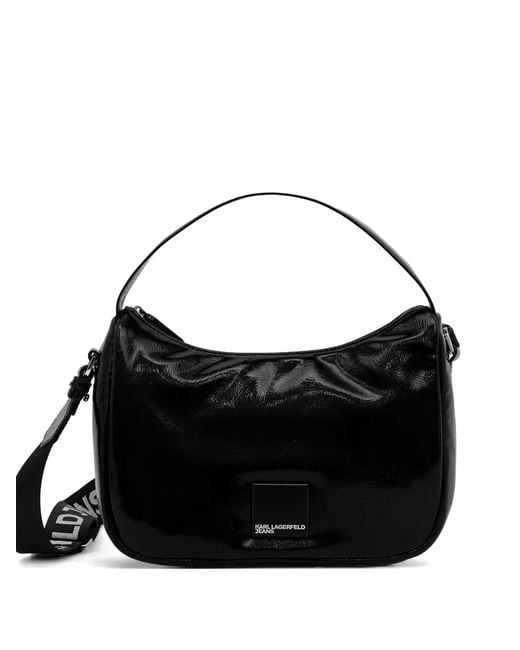 Karl Lagerfeld Black Logo Strap Satchel
