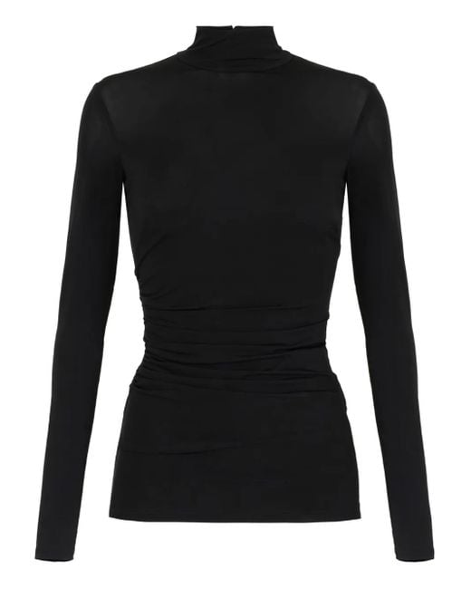 Elisabetta Franchi Black High-Neck Long-Sleeve Top