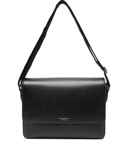 Borsa Messenger Con Logo di Aspinal in Black da Uomo