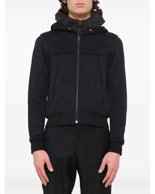 Wooyoungmi Blue Hooded Zip-Up Jacket for men