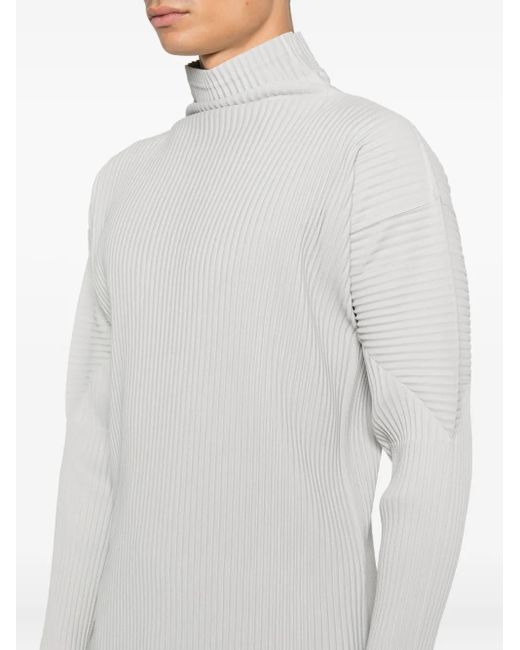 Homme Plissé Issey Miyake White Pleated Halterneck Top for men