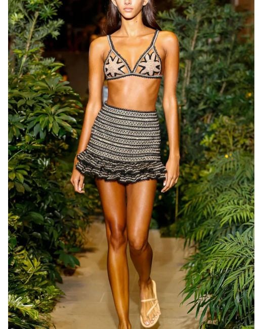 PATBO Brown Ruffled Mini Skirt
