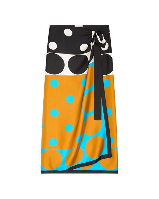 Dries Van Noten Black Scarfy Long Skirt Pareo Geometric Print