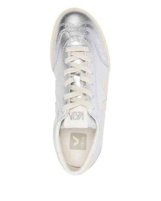Veja White Tone Sneakers With Logo Patch