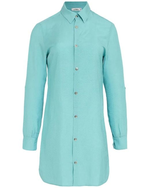Amir Slama Blue Long-Sleeve Shirt Dress