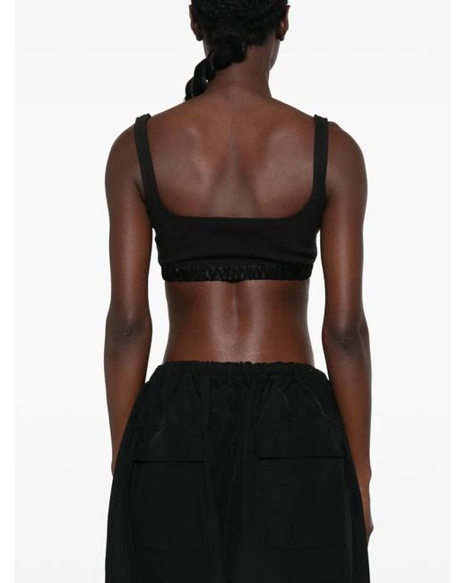 Entire studios Black Cropped-Top Mit Logo-Patch