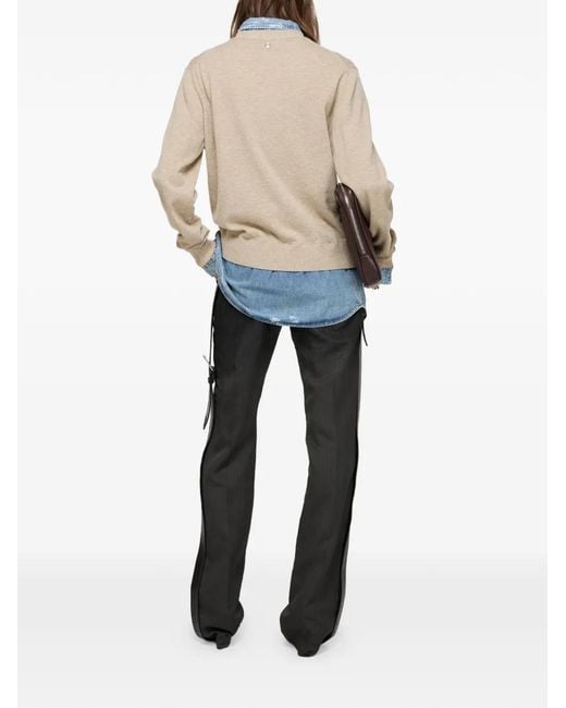 Acne White Layered V-Neck Sweater