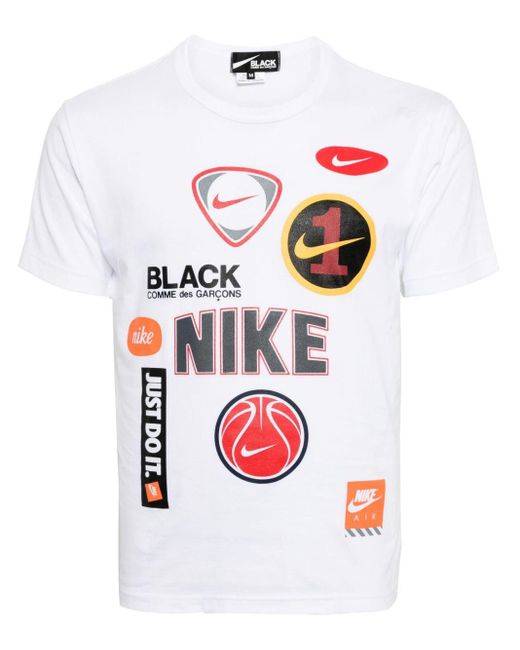 COMME DES GARÇON BLACK White X Nike Logo-print Cotton T-shirt for men