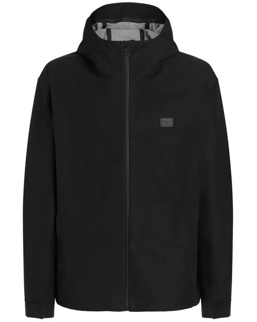 Dolce & Gabbana Black Hooded Cotton Jacket for men