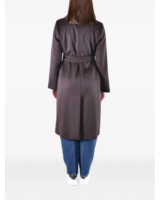 Max Mara Purple Belted Double-Breasted Coat