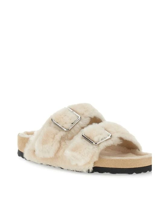 Birkenstock White Arizona Shearling Sandals Shoes