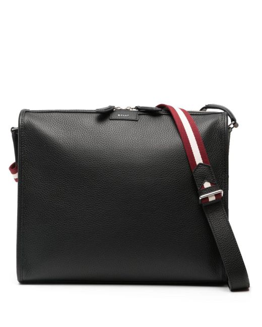 Bally Black Leather Messenger Bag for men