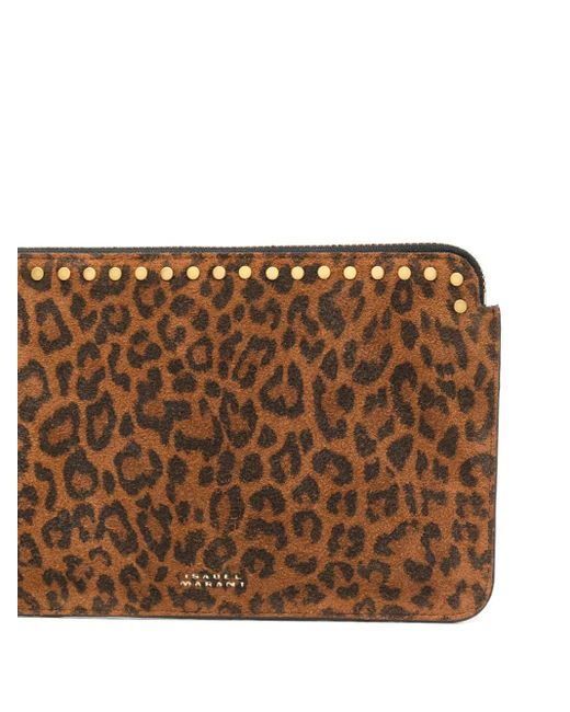 Isabel Marant Brown Flache Clutch Mit Leoparden-Print