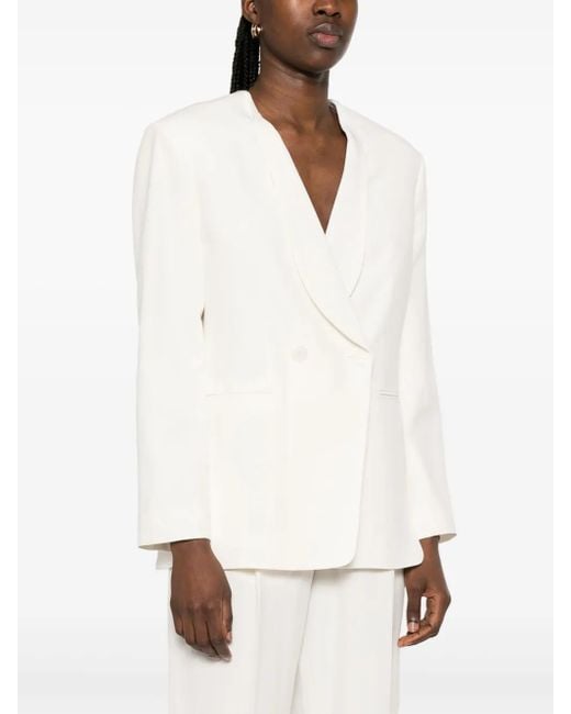 A.M.G White Double-Breasted Blazer