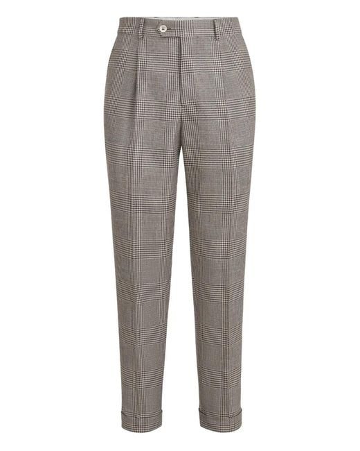 Brunello Cucinelli Gray Prince Of Wales Check Tailored Trousers for men