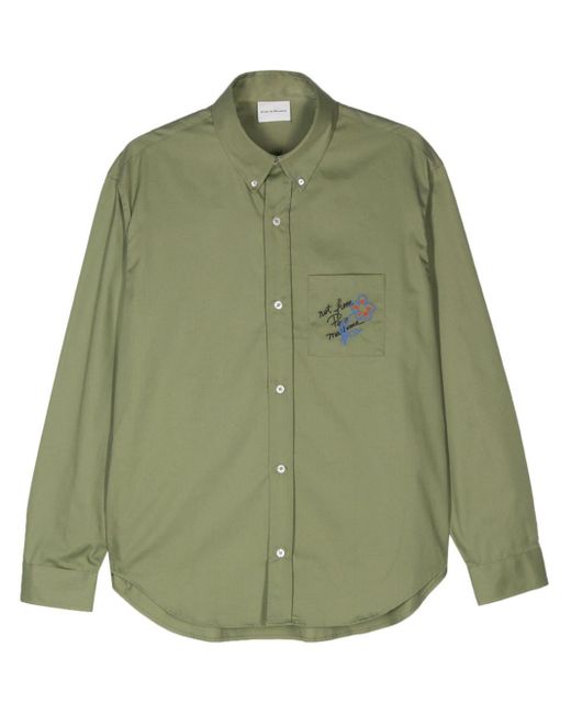 Drole de Monsieur Green Embroidered-motif Shirt for men