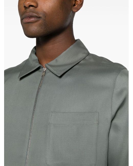 Sandro Gray Pointed-collar Zipped Overshirt for men