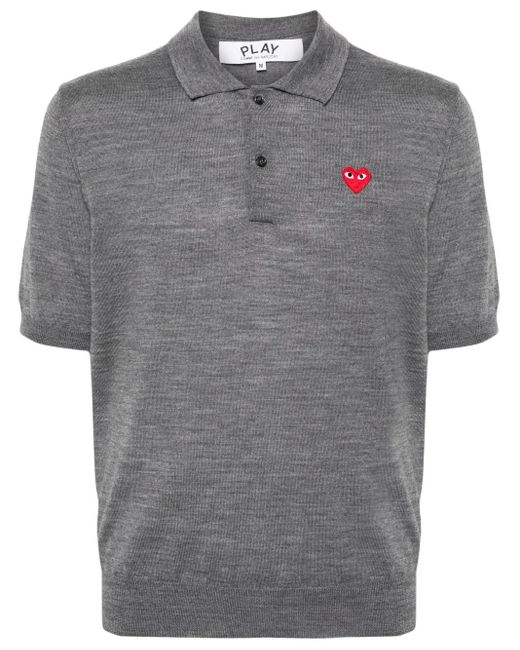 COMME DES GARÇONS PLAY Gray Heart-Patch Wool Polo Shirt
