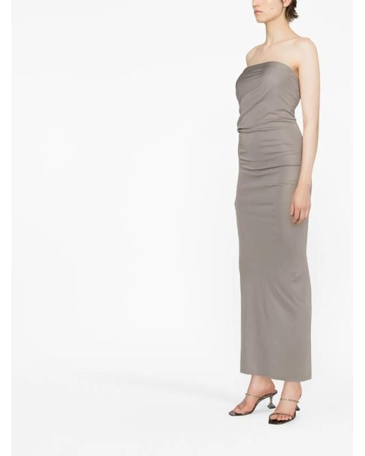 Christopher Esber Gray Strapless Ruched Dress