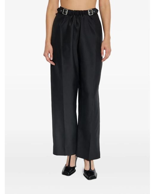 Loewe Black Wool And Silk Belted Trousers