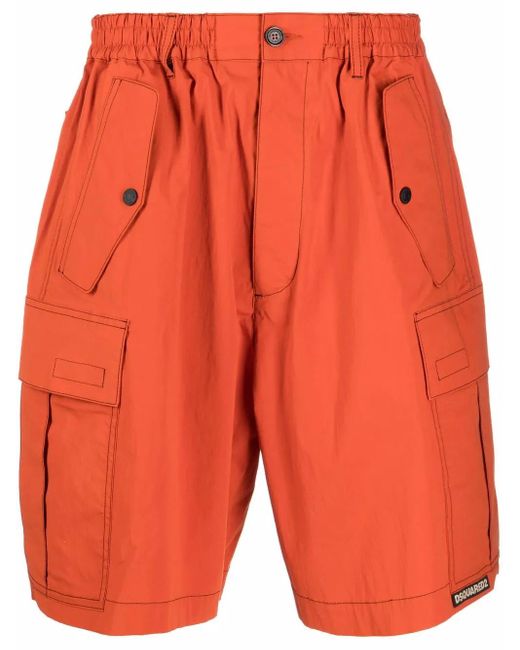 DSquared² Orange Pantalon Cargo À Surpiqûres Contrastantes for men