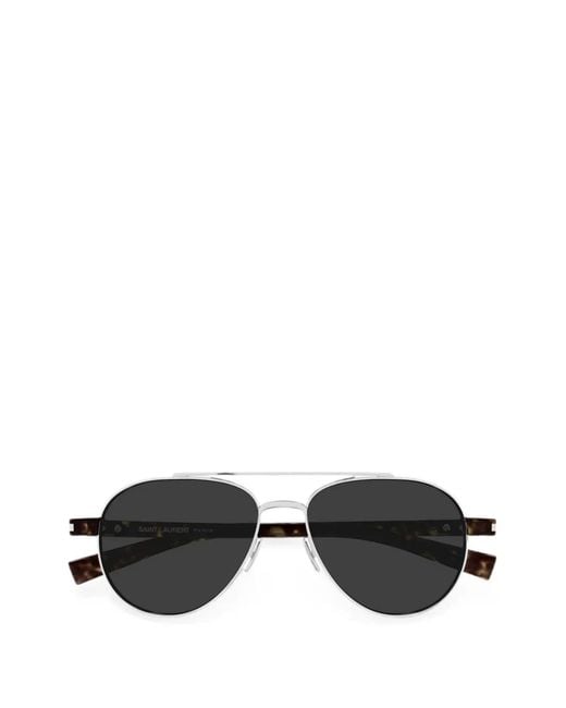 Saint Laurent Black Pilot-Frame Double-Bridge Sunglasses for men