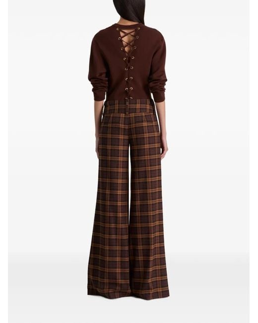 Alice + Olivia Brown Olivia Plaid Trousers