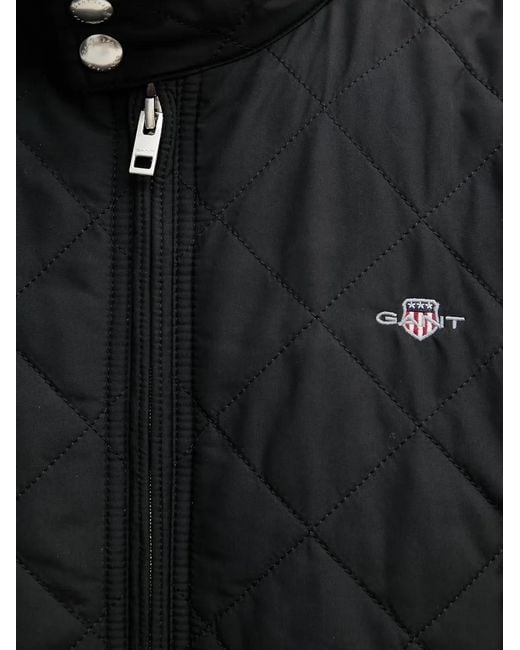 Gant Black Quilted-Finish Windcheater Gilet for men