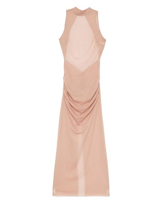 Sir Maxi-Jurk Met Gesmockt Detail En Hals in het Pink