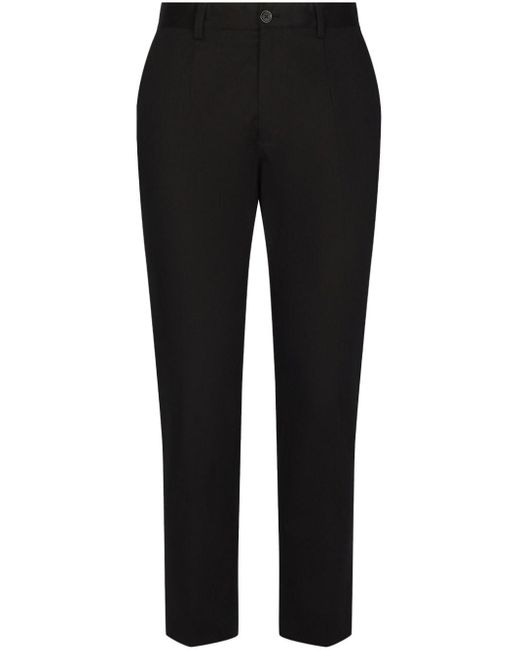 Dolce & Gabbana Black Mid-rise Tapered-leg Trousers for men