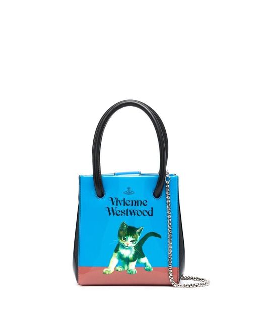 Vivienne Westwood Blue Cat-print Mini Tote Bag