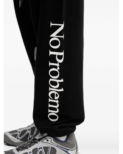 No Problemo Black Cotton Loose Track Pants for men