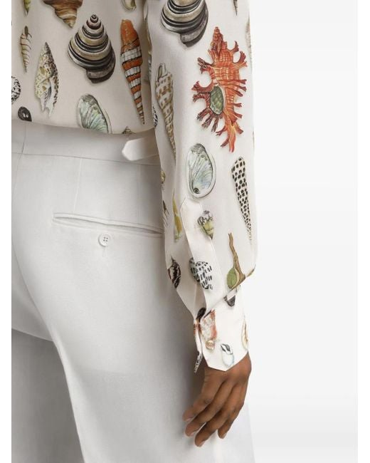 Dolce & Gabbana Martini Hemd Mit Muschel-Print in White für Herren