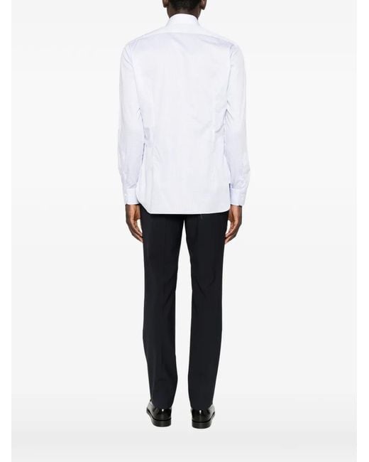 Barba Napoli White Check-Pattern Long-Sleeve Shirt for men