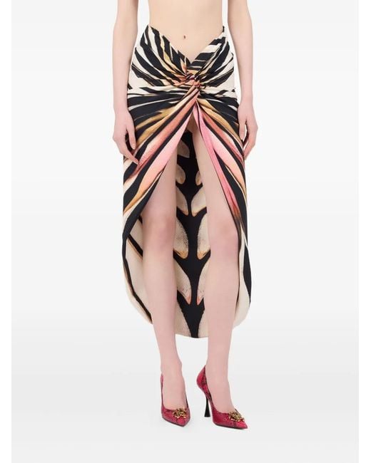 Roberto Cavalli Pink Knotted Ray-Print Sarong