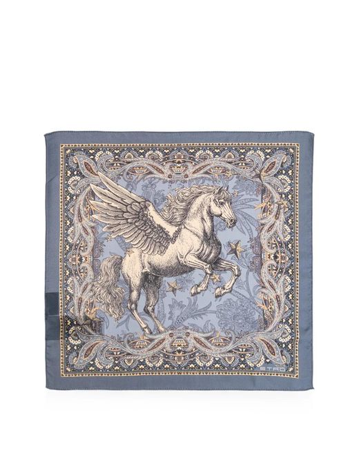 Etro Gray Pegasus Paisley-Print Pocket Square for men