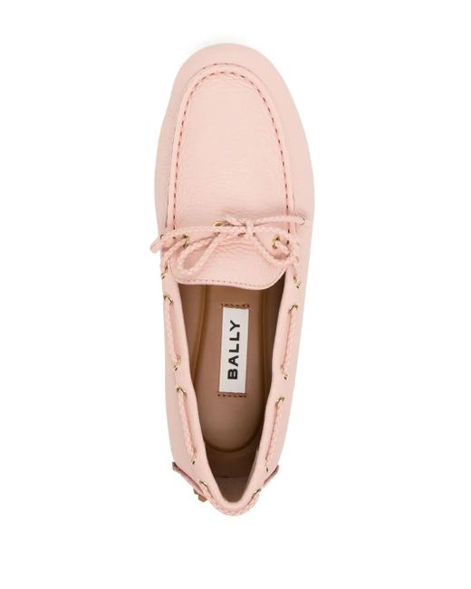 Bally Pink Leather Boat Loafers