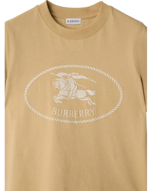 Burberry Natural Knight-Print Cotton T-Shirt