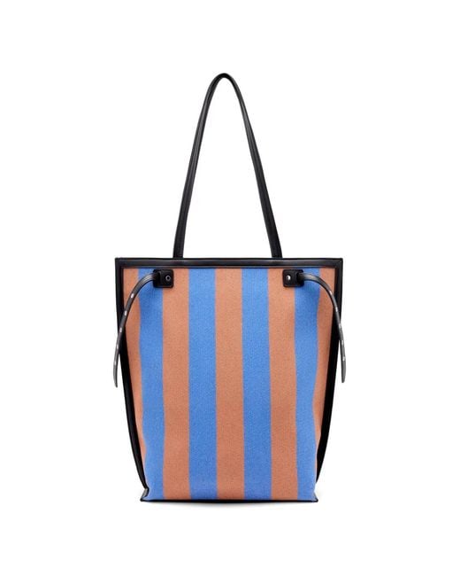 Proenza Schouler Blue North South Days Striped Canvas Tote Bag