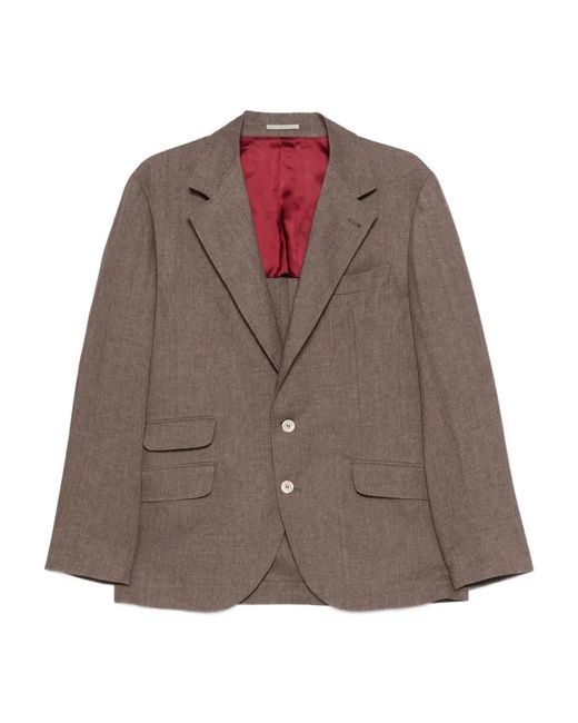 Brunello Cucinelli Blazer Mit Fallendem Revers in Brown für Herren