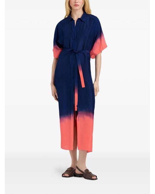 Momoní Blue Loma Tie-Dyed Shirt Midi Dress